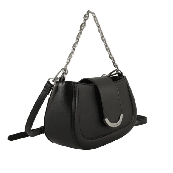 French Connection Maud Smooth Baguette Shoulder Bag and Crossbody Black NWT - Picture 3 of 10